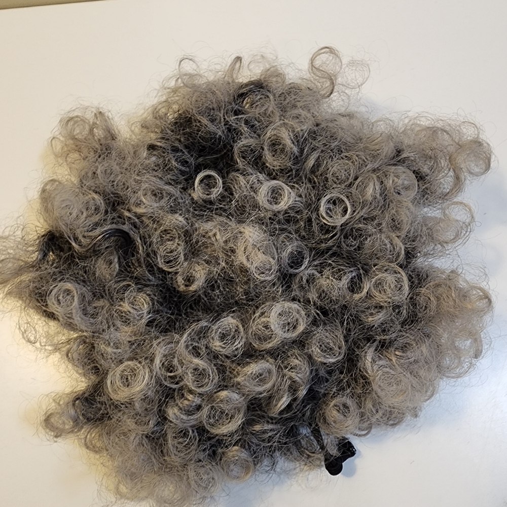 Curly Gray and Black Puff Bun Wig
